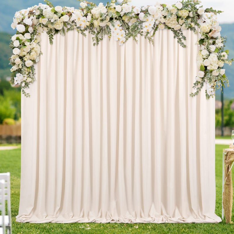 LuoluoHouse 10ftx8ft Backdrop Curtains Polyester Backdrop Curtain Ivory Backdrop Drapes for Cloth Ceremony Wedding Backdrop Fabric 2 Packs 5ftx8ft Outdoor Decoration - Image 2